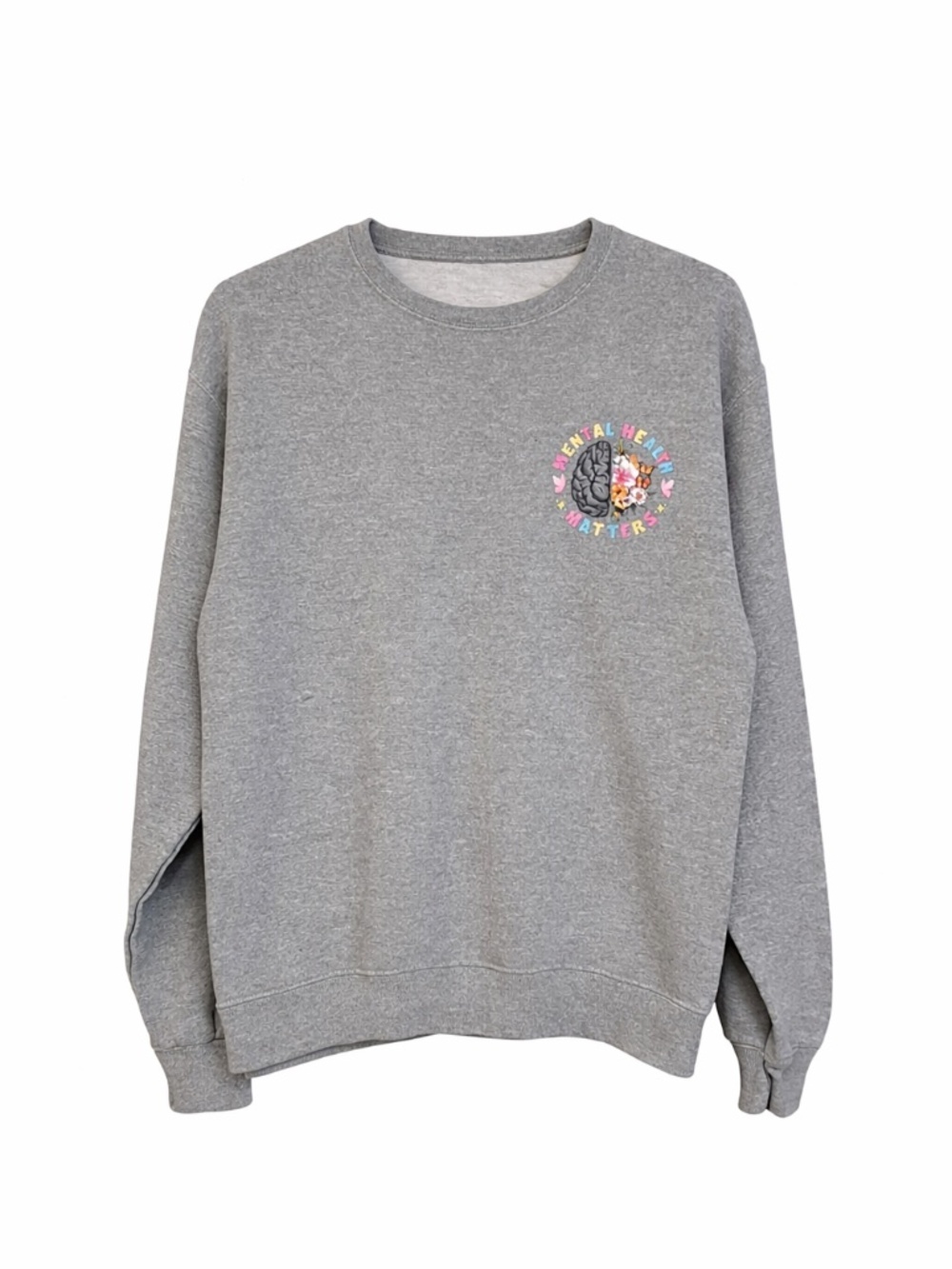 Heather Gray “Mental Health Matters” Crew Neck Sweatshirt – Medium EUC